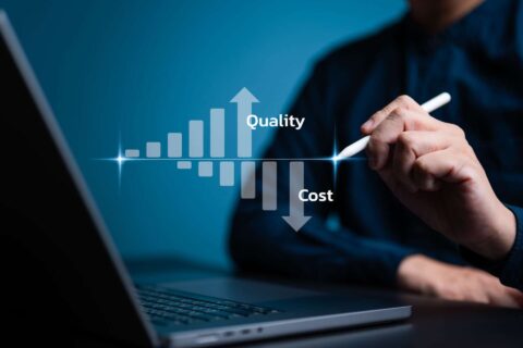 Quality versus cost chart on screen