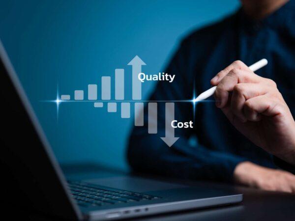 Quality versus cost chart on screen